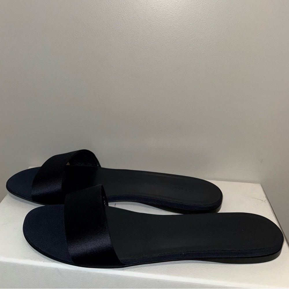 The Row Combo Satin Slide Sandal, 40, Navy - Picture 4 of 9